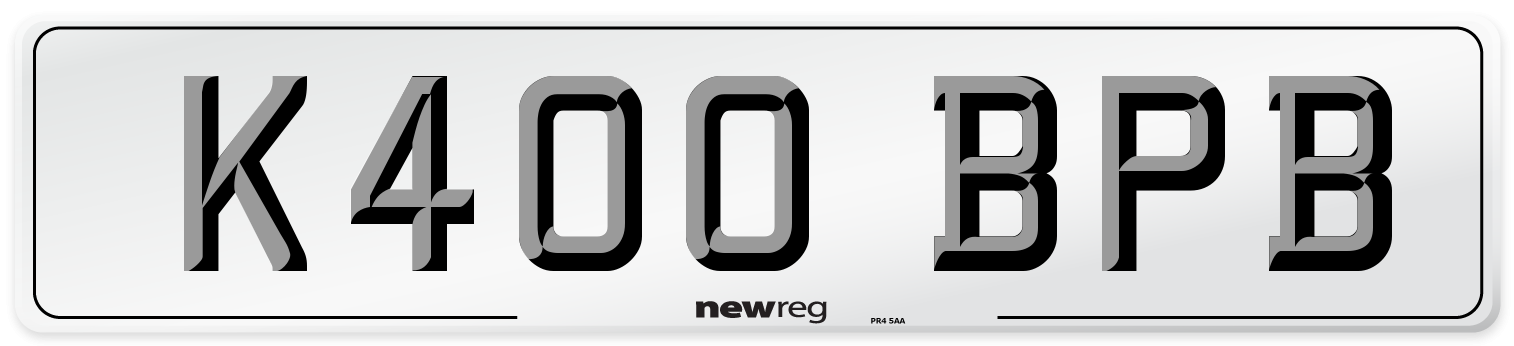 K400 BPB Number Plate from New Reg
